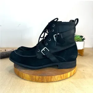 *UGG | Olmsted Winter Moto Boots Water Resistant Black Leather 1005086 Size 10.5