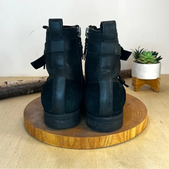 *UGG | Olmsted Winter Moto Boots Water Resistant Black Leather 1005086 Size 10.5