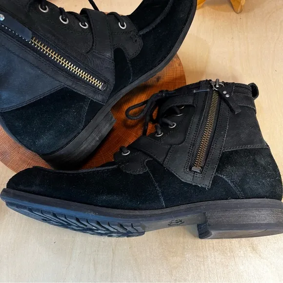 *UGG | Olmsted Winter Moto Boots Water Resistant Black Leather 1005086 Size 10.5
