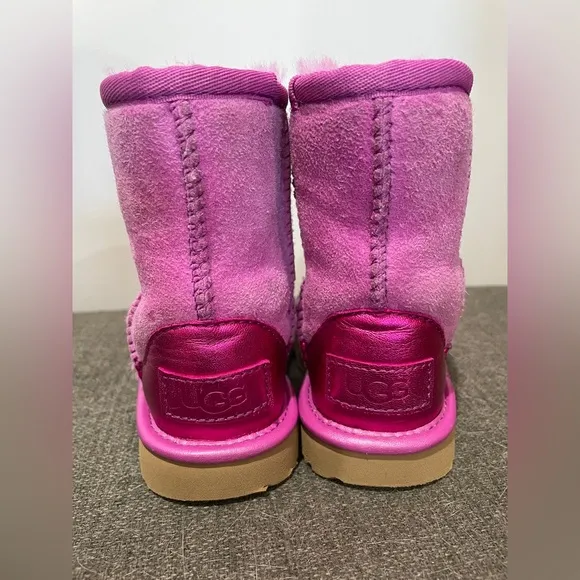 Ugg Pink Suede Kids Short Boots Size 6- Excellent Condition