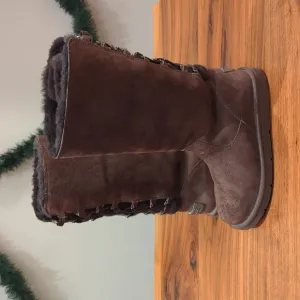 UGG Roseberry Leather Boots Rear Lace Up Women's 6