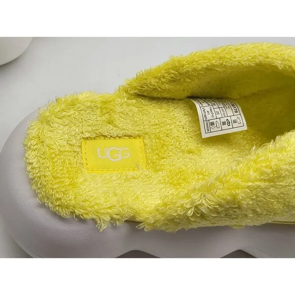 UGG Sugarcloud Slide Sandals Yellow Terry 3&quot; Platform Women Slippers Shoes Sz 8