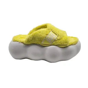 UGG Sugarcloud Slide Sandals Yellow Terry 3&quot; Platform Women Slippers Shoes Sz 8
