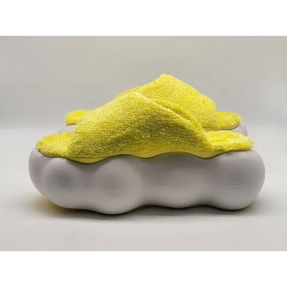 UGG Sugarcloud Slide Sandals Yellow Terry 3&quot; Platform Women Slippers Shoes Sz 8
