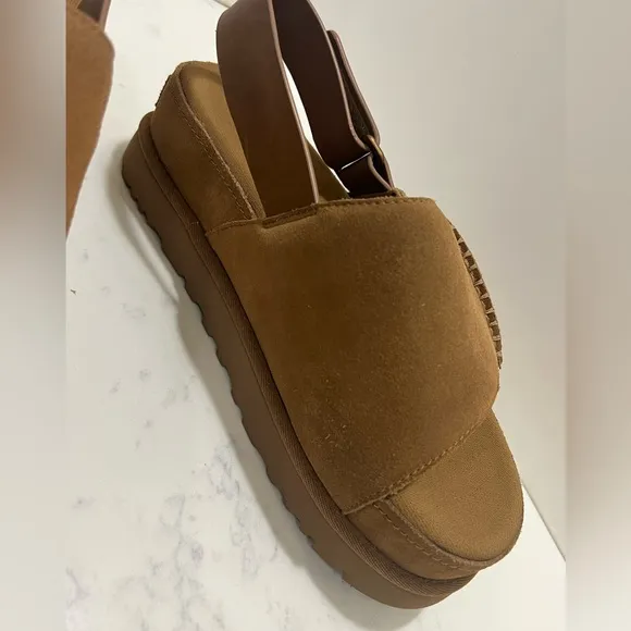 UGG Tan Suede Sandals with Contoured Footbed