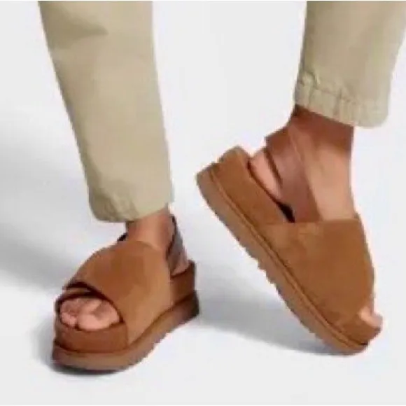UGG Tan Suede Sandals with Contoured Footbed