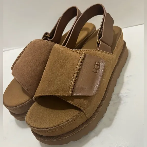 UGG Tan Suede Sandals with Contoured Footbed