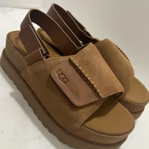 UGG Tan Suede Sandals with Contoured Footbed