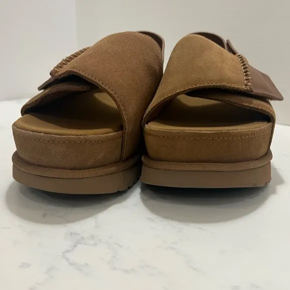 UGG Tan Suede Sandals with Contoured Footbed