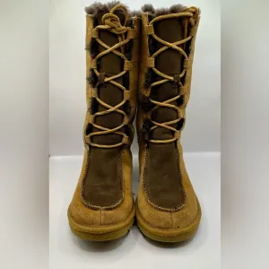 UGG Whitley Brown Moccasin Boots, Girls Size 1