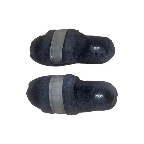UGG Women's Fluffita Clear Platform Slipper Slide Sandals Black  Size 9