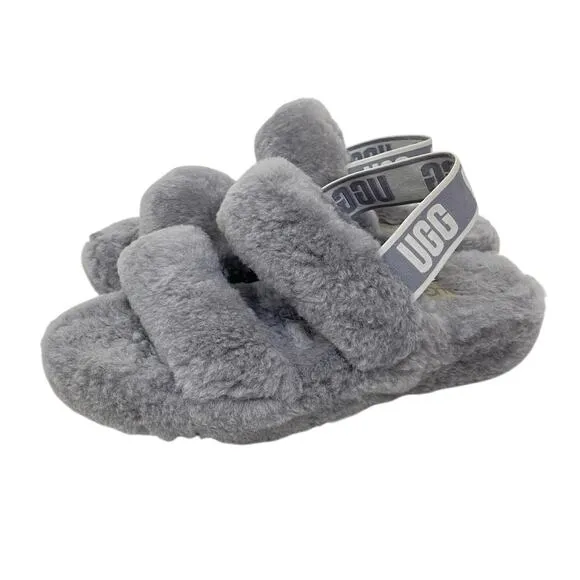 UGG Women's Size 7 Oh Yeah Gray Double Strap Logo Slingback Slipper Sandals