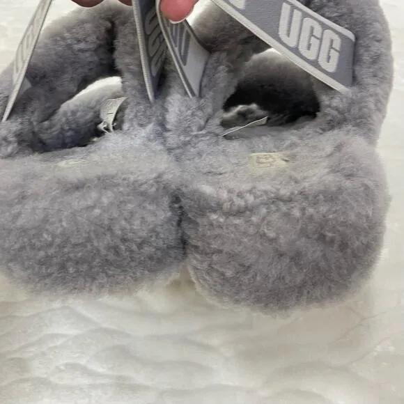 UGG Women's Size 7 Oh Yeah Gray Double Strap Logo Slingback Slipper Sandals
