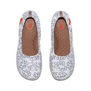UIN Women's Ballet Flats Round Toe Casual Shoes Illites Ⅳ (Blue Leaves Mystery)
