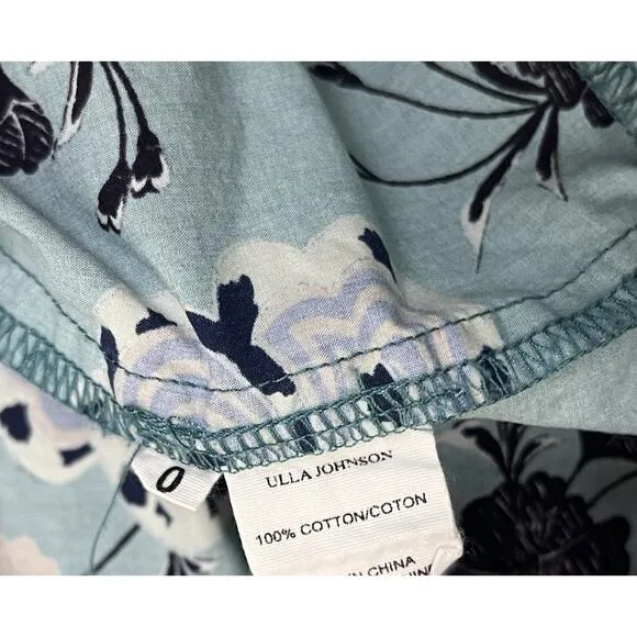Ulla Johnson Lune Midi Dress River Green Poplin Tie Straps Side Pockets Size 0