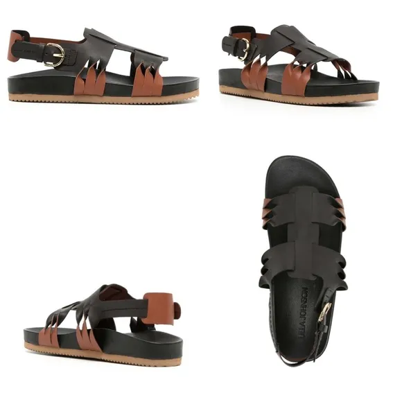 ULLA JOHNSONALMA TWISTED CONTRAST SANDAL BLACK/COGNAC Size 39 US 9 gently used