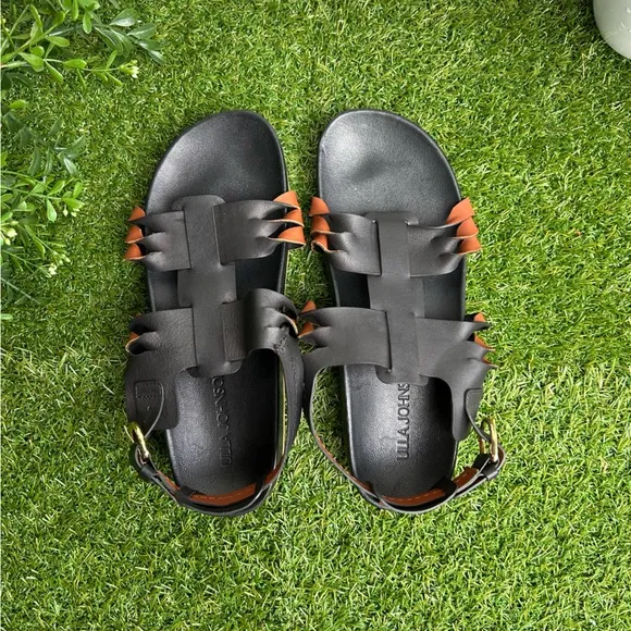 ULLA JOHNSONALMA TWISTED CONTRAST SANDAL BLACK/COGNAC Size 39 US 9 gently used