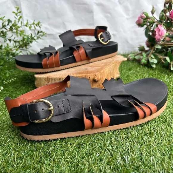 ULLA JOHNSONALMA TWISTED CONTRAST SANDAL BLACK/COGNAC Size 39 US 9 gently used
