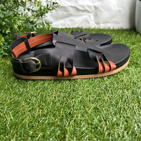 ULLA JOHNSONALMA TWISTED CONTRAST SANDAL BLACK/COGNAC Size 39 US 9 gently used