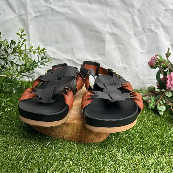 ULLA JOHNSONALMA TWISTED CONTRAST SANDAL BLACK/COGNAC Size 39 US 9 gently used
