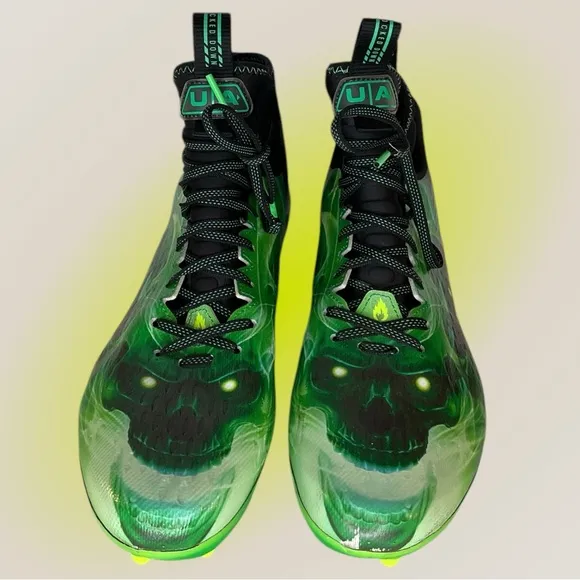 Under Armour Green Sneakers with Skull Design Men’s Size 12