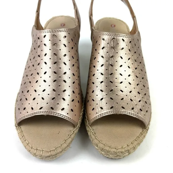 Unstructured Clarks Petrina Gail Espadrilles 8 Wedges Gold Metallic Leather New