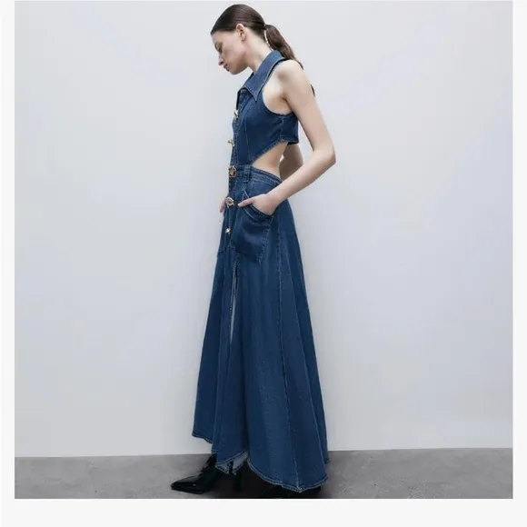 URBAN REVIVO SIZE 10/12 Women's Blue Denim Dress