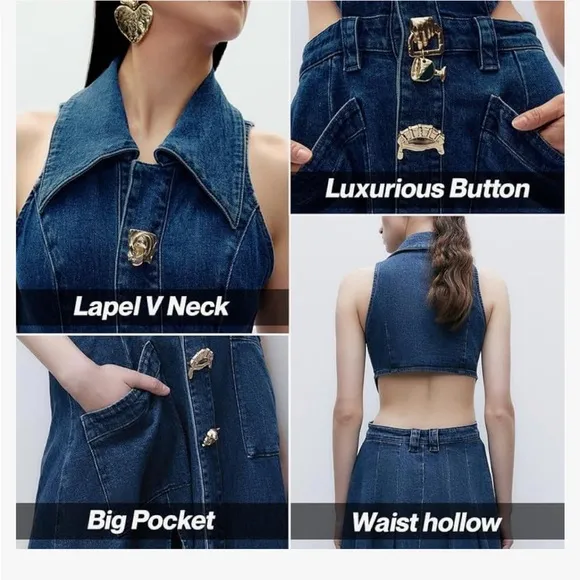 URBAN REVIVO SIZE 10/12 Women's Blue Denim Dress
