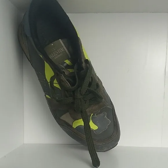 Valentino Camouflage Sneakers with Yellow Accents