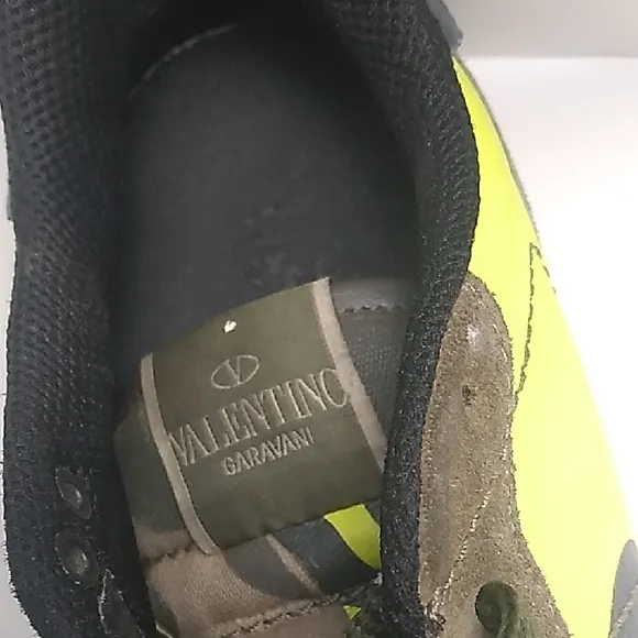Valentino Camouflage Sneakers with Yellow Accents