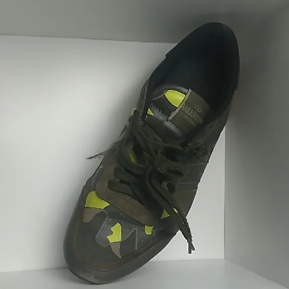 Valentino Camouflage Sneakers with Yellow Accents