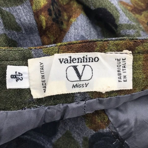 Valentino Miss V Vintage 90’s Floral Embellished Logo High Rise Pencil Skirt
