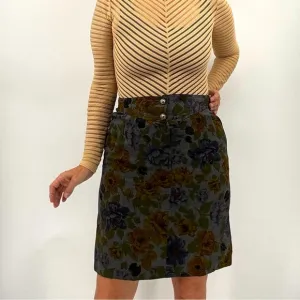 Valentino Miss V Vintage 90’s Floral Embellished Logo High Rise Pencil Skirt
