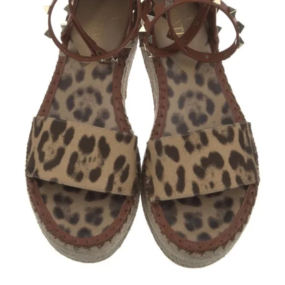 Valentino Rockstud leopard print espadrille