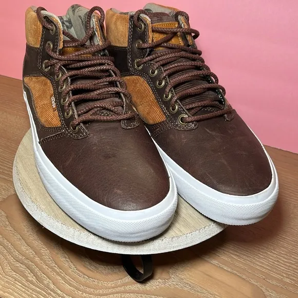 Vans Bedford Duck Hunt Brown White Sneakers Leather Skater Urban Grunge Casual