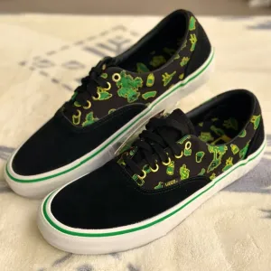 Vans Black and Green Camouflage Sneakers