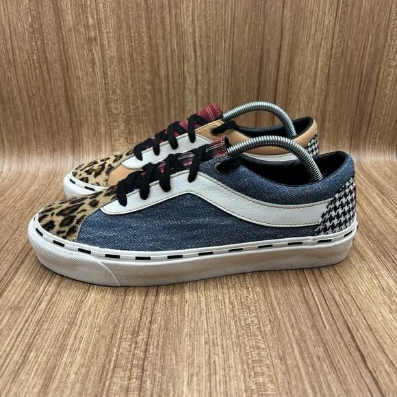 VANS Bold Ni Bender Sneakers Leopard Denim Skateboarding Men's 9.5 Women's 11