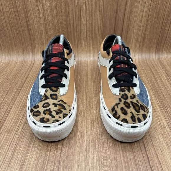 VANS Bold Ni Bender Sneakers Leopard Denim Skateboarding Men's 9.5 Women's 11