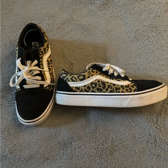 Vans Leopard Print Sneakers with Black and White Accents