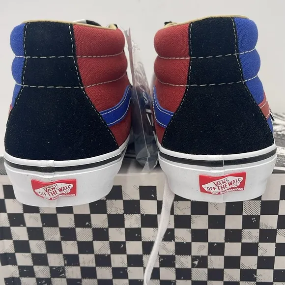 Vans Men’s lHigh-Top Sneakers with Red and Blue Accents Skate Grosso Mid(Univer