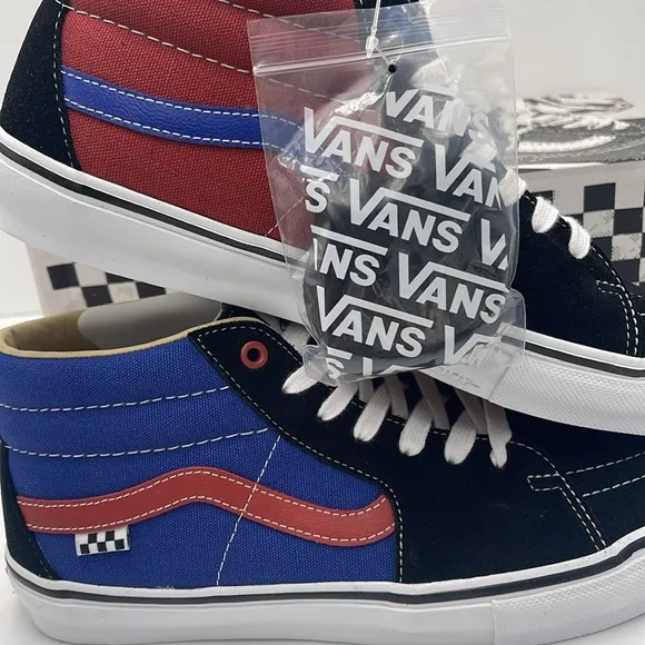 Vans Men’s lHigh-Top Sneakers with Red and Blue Accents Skate Grosso Mid(Univer