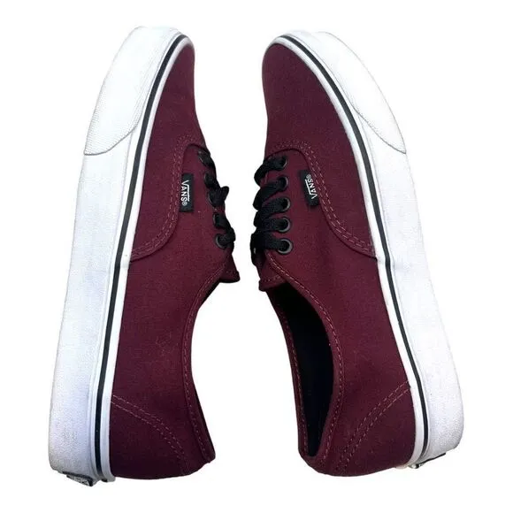 VANS Men's Low Pro Lace Up Canvas Skate Sneakers Shoes Maroon Burgundy Size 8