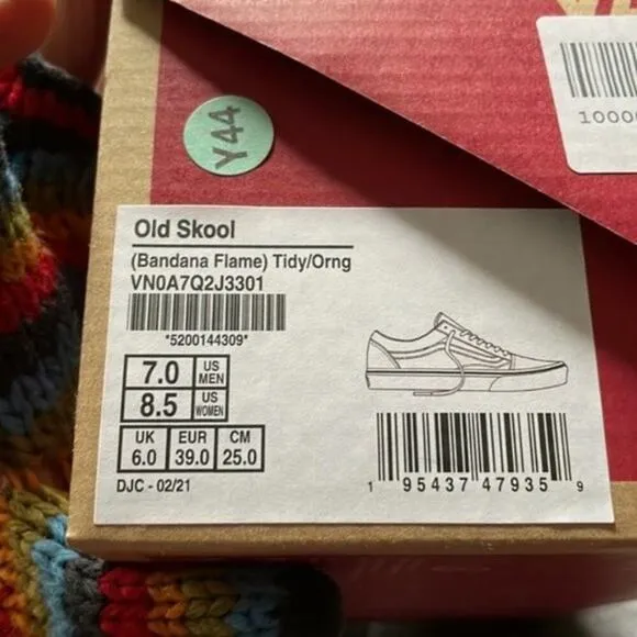 Vans Old Skool Bandana Flame Beige Orange size 8.5