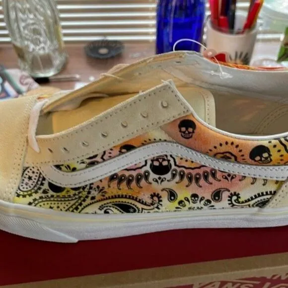 Vans Old Skool Bandana Flame Beige Orange size 8.5