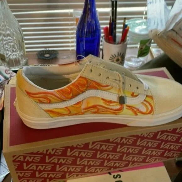 Vans Old Skool Bandana Flame Beige Orange size 8.5