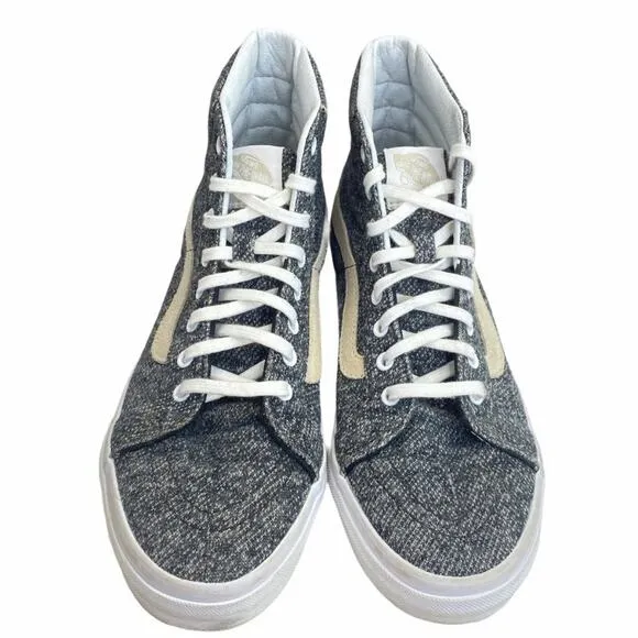 Vans Sk-8 Hi Reissue Sneakers Gray Mens 7 Womens 8.5 Lace Up Crackle Skater