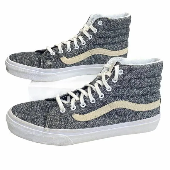Vans Sk-8 Hi Reissue Sneakers Gray Mens 7 Womens 8.5 Lace Up Crackle Skater