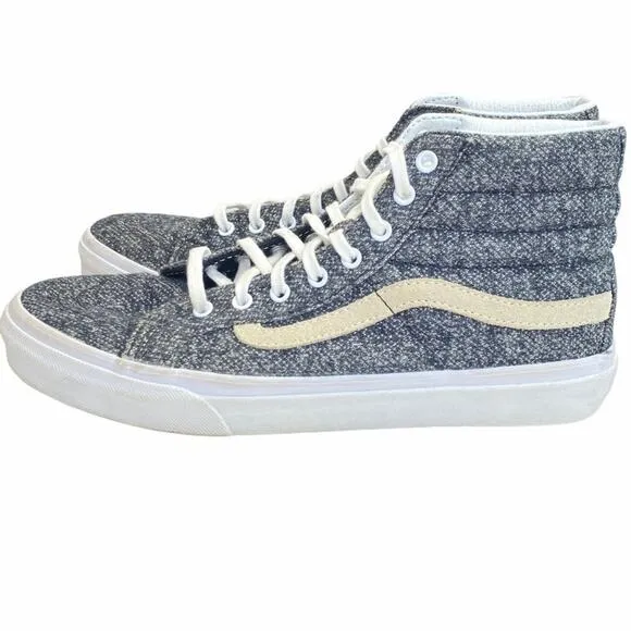 Vans Sk-8 Hi Reissue Sneakers Gray Mens 7 Womens 8.5 Lace Up Crackle Skater