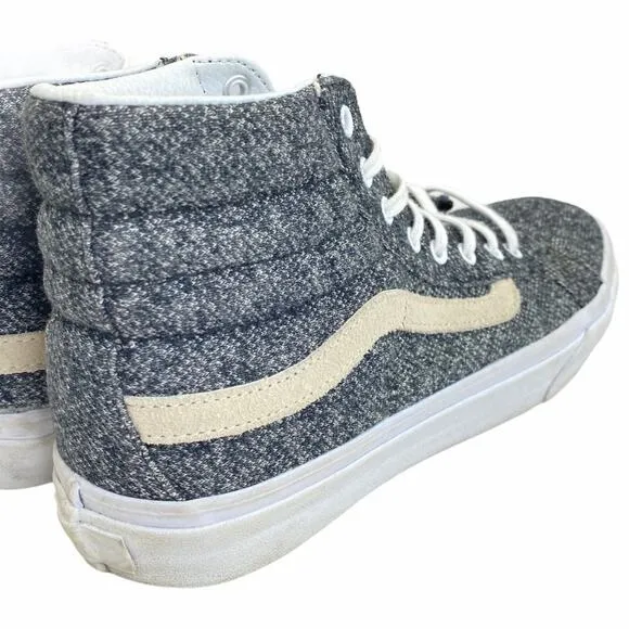 Vans Sk-8 Hi Reissue Sneakers Gray Mens 7 Womens 8.5 Lace Up Crackle Skater