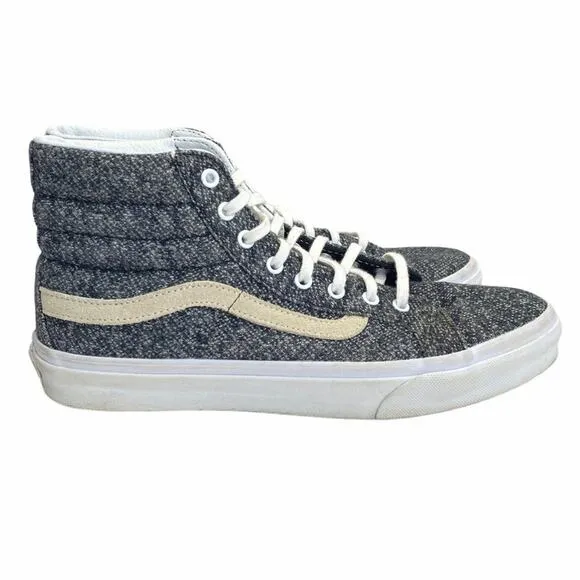 Vans Sk-8 Hi Reissue Sneakers Gray Mens 7 Womens 8.5 Lace Up Crackle Skater